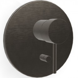 Shower tap Wall-mounted external part 2 way material: Brass mixer With plate without hand shower, hose and holder brushed black chrome, color: Black surface: Brushed Wall-mounted - external part