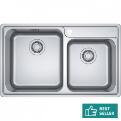 Νεροχύτης ανοξείδωτος 86x48 από inox επιφάνεια: Λεία ματ χωρίς πάγκο ένθετος 2 γούρνες, χρώμα: Χρωμέ Ανοξείδωτοι