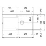 Νεροχύτης γρανιτένιος 97x50 με πάγκο αριστερά / με πάγκο δεξιά ένθετος 1 γούρνα αντιστρεφόμενος, Polar White, χρώμα: Λευκό Γρανιτένιοι