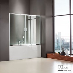 Καμπίνα μπανιέρας ευθύγραμμη 160x140 6mm συρόμενη κρύσταλλο ασφαλείας Clear επιφάνεια: Γυαλιστερή, χρώμα: Χρωμέ Ευθύγραμμες