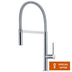 Kitchen tap Deck-mounted material: Brass with shower, color: Chrome surface: Glossy