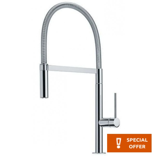 Kitchen tap Deck-mounted material: Brass with shower, color: Chrome surface: Glossy Deck-mounted