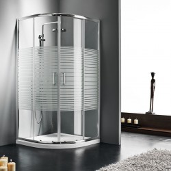 Καμπίνα ντουζιέρας ημικυκλική 80x80x180 5mm συρόμενη stripes επιφάνεια: Γυαλιστερή, χρώμα: Χρωμέ Ημικυκλικές