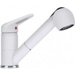 Kitchen tap Deck-mounted material: Brass with shower, color: White surface: Glossy Deck-mounted