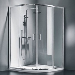 Καμπίνα ντουζιέρας ημικυκλική 89x89x180 5mm συρόμενη πλήρης QS90T επιφάνεια: Γυαλιστερή, χρώμα: Χρωμέ Ημικυκλικές