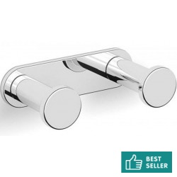 Hook double Flat wall mounted material: Brass, color: Chrome surface: Glossy Hooks