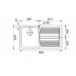 Sink Stainless (Steel) 86x50 material: Inox surface: Srained - Textured left nested 1 bowl, color: Chrome Stainless steel