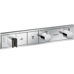 Shower tap Wall-mounted external part 2 way material: Brass thermostatic with holder With plate with separate exits, color: Chrome surface: Glossy Wall-mounted - external part
