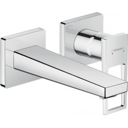 Wash basin tap Wall-mounted - external part 2 holes mixer With non-closing waste set, color: Chrome 16,5cm material: Brass surface: Glossy