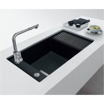 Sink Granite 84,6x42,5 left / right Flushmount / Undermount 1 bowl Onyx (86x45,8), color: Black Granite