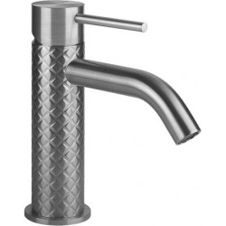 Wash basin tap Deck-mounted material: Inox mixer Without waste Μ size Brushed Steel, color: Chrome surface: Brushed Deck-mounted