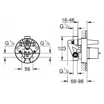 Μπαταρία ντουζιέρας εντοιχιζόμενη εσωτερικό μέρος 2 εξόδων Εντοιχιζόμενες εσωτερικό μέρος