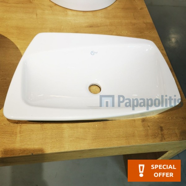 Νιπτήρας ελευθέρας τοποθέτησης 55x35x11,5 από πορσελάνη χωρίς οπή χωρίς υπερχείλιση, χρώμα: Λευκό επιφάνεια: Γυαλιστερή Νιπτήρας ελευθέρας τοποθέτησης 55x35x11,5 από πορσελάνη χωρίς οπή χωρίς υπερχείλιση, χρώμα: Λευκό επιφάνεια: Γυαλιστερή Ελευθέρας τοποθέτησης