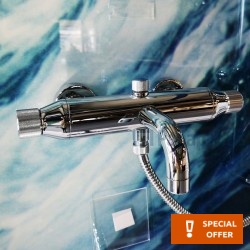 Μπαταρία μπανιέρας επίτοιχη από ορείχαλκο κορμός (χωρίς τηλέφωνο, σπιράλ, στήριγμα) αναμεικτική, χρώμα: Χρωμέ επιφάνεια: Γυαλιστερή Επίτοιχες