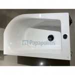 Μπανιέρα ασύμμετρη 160x70 από ακρυλικό με ποδιά wenge αριστερή επιφάνεια: Γυαλιστερή, χρώμα: Λευκό Ασύμμετρες