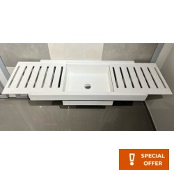 Washbasin Wall-mounted 160x50 no pedestal With 1 bowl Without hole material: Solid Surface, color: White surface: Matt Wall-mounted