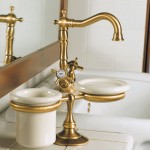 Wash basin tap Deck-mounted dual-level L size material: Brass With pop-up waste set, color: Bronze surface: Brushed Wash basin tap Deck-mounted dual-level L size material: Brass With pop-up waste set, color: Bronze surface: Brushed