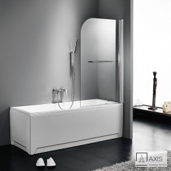 Καμπίνα μπανιέρας ευθύγραμμη 85x140 6mm σταθερή αναστρέψιμη με πετσετοκρεμάστρα, διάφανο κρύσταλλο επιφάνεια: Γυαλιστερή, χρώμα: Χρωμέ Ευθύγραμμες