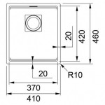Νεροχύτης γρανιτένιος 37x42 χωρίς πάγκο υποκαθήμενος, 1 γούρνα (41x46cm) Onyx, χρώμα: Μαύρο Γρανιτένιοι