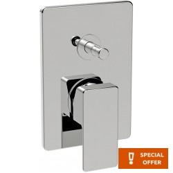 Shower tap Wall-mounted concealed - complete set 2 way material: Brass mixer With plate without hand shower, hose and holder, color: Chrome surface: Glossy Wall-mounted - external part