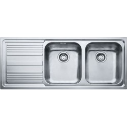 Sink Stainless (Steel) 116x50 material: Inox surface: Matt left nested 2 cabinet, color: Chrome Stainless steel