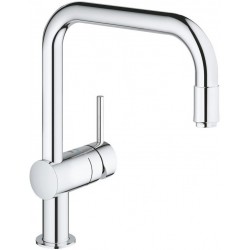 Kitchen tap Deck-mounted material: Brass with shower U spout, color: Chrome surface: Glossy