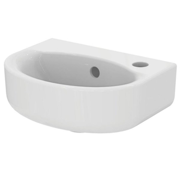 Washbasin Wall-mounted 35x26x11,5 no pedestal With 1 bowl With hole on the right material: Porcelain, color: White surface: Glossy Wall-mounted Washbasin Wall-mounted 35x26x11,5 no pedestal With 1 bowl With hole on the right material: Porcelain, color: White surface: Glossy Wall-mounted