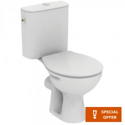 Floor standing close-coupled toilet & flushing cistern & toilet seat, style: Sandwich horizontal outlet p Simple Slim with rim Pack 63,5x37 surface: Glossy, color: White