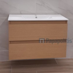 Βάση επίπλου με νιπτήρα 90x46x60 από ξύλο συνθετικό επίτοιχου τύπου με 1 νιπτήρα, χρώμα: Ξύλο Δρυς Βάσεις επίπλου με νιπτήρα