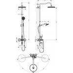 Shower tap with showerpipe and overhead shower Wall-mounted material: Brass mixer, color: Chrome surface: Glossy Wall-mounted exposed with showerpipe and overhead shower Shower tap with showerpipe and overhead shower Wall-mounted material: Brass mixer, color: Chrome surface: Glossy Wall-mounted exposed with showerpipe and overhead shower