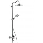 Shower tap with showerpipe and overhead shower Wall-mounted material: Brass mixer, color: Chrome surface: Glossy Wall-mounted exposed with showerpipe and overhead shower Shower tap with showerpipe and overhead shower Wall-mounted material: Brass mixer, color: Chrome surface: Glossy Wall-mounted exposed with showerpipe and overhead shower