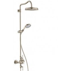 Shower tap with showerpipe and overhead shower Wall-mounted material: Brass mixer Brushed Nickel, color: Chrome surface: Brushed