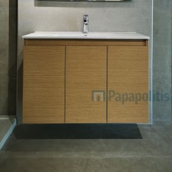 Furniture base with washbasin 90x46x62 material: Wood composite 1 basin wall mounted, color: Wood Oak Cabinets with wash basin