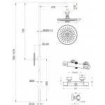 Bathtub tap with showerpipe and overhead shower Wall-mounted material: Brass thermostatic, color: Chrome surface: Glossy Wall-mounted exposed with showerpipe and overhead shower Bathtub tap with showerpipe and overhead shower Wall-mounted material: Brass thermostatic, color: Chrome surface: Glossy Wall-mounted exposed with showerpipe and overhead shower