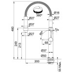 Kitchen tap Deck-mounted material: Brass with shower L-spout, color: Black surface: Matt Deck-mounted