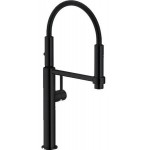 Kitchen tap Deck-mounted material: Brass with shower L-spout, color: Black surface: Matt Deck-mounted