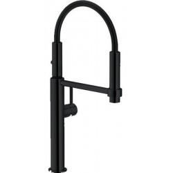 Kitchen tap Deck-mounted material: Brass with shower L-spout, color: Black surface: Matt