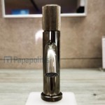 Μπαταρία νιπτήρος επικαθήμενη αναμεικτική από ορείχαλκο με βαλβίδα push-open  χαμηλή με λαβή G, Black Chrome, χρώμα: Μαύρο επιφάνεια: Γυαλιστερή Επικαθήμενες