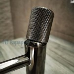 Μπαταρία νιπτήρος επικαθήμενη αναμεικτική από ορείχαλκο με βαλβίδα push-open  χαμηλή με λαβή G, Black Chrome, χρώμα: Μαύρο επιφάνεια: Γυαλιστερή Επικαθήμενες