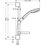 Shower slider rail 66cm material: Brass Vario with hand shower & hose, color: Chrome surface: Glossy Shower slider rails Shower slider rail 66cm material: Brass Vario with hand shower & hose, color: Chrome surface: Glossy Shower slider rails