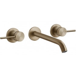 Wash basin tap Wall-mounted - external part 3 holes dual-level Without waste, color: Bronze 18cm, Warm Bronze Brushed PVD, material: Inox surface: Matt Wall-mounted - external part