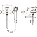 Bathtub tap Wall-mounted exposed material: Brass with hand shower, hose and holder mixer, color: Chrome surface: Glossy Wall-mouned exposed