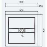 Ντουζιέρα τετράγωνη 90x90x5 από solid surface, χρώμα: Λευκό επιφάνεια: Ματ Τετράγωνες