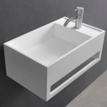 Νιπτήρας επίτοιχος 50x30x20 με 1 γούρνα με οπή δεξιά χωρίς κολώνα από solid surface, χρώμα: Λευκό επιφάνεια: Ματ Επίτοιχοι