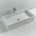 Νιπτήρας ελευθέρας τοποθέτησης 80x40x14,5 από solid surface χωρίς οπή  χωρίς υπερχείλιση, χρώμα: Λευκό επιφάνεια: Ματ Ελευθέρας τοποθέτησης