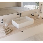 Νιπτήρας ελευθέρας τοποθέτησης 60x40x15 από solid surface χωρίς οπή  χωρίς υπερχείλιση, χρώμα: Λευκό επιφάνεια: Ματ Ελευθέρας τοποθέτησης