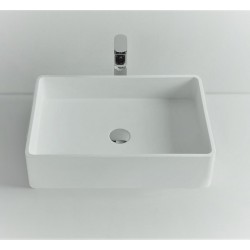 Νιπτήρας ελευθέρας τοποθέτησης 60x40x15 από solid surface χωρίς οπή  χωρίς υπερχείλιση, χρώμα: Λευκό επιφάνεια: Ματ Ελευθέρας τοποθέτησης
