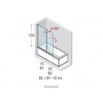 Bathtub enclosure Linear 120x150 5mm / 6mm opening N2 reversible, firm part 70cm, opening part 50cm, transparent crystal glass 6 & 5mm surface: Glossy, color: Chrome Linear Bathtub enclosure Linear 120x150 5mm / 6mm opening N2 reversible, firm part 70cm, opening part 50cm, transparent crystal glass 6 & 5mm surface: Glossy, color: Chrome Linear