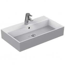Washbasin Wall-mounted 71x42x13 With 1 bowl With hole in the middle With overflow material: Porcelain, color: White surface: Glossy