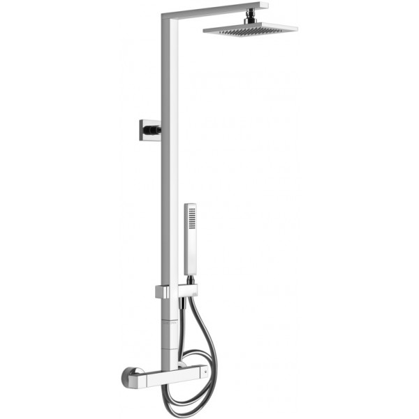 Shower tap with showerpipe and overhead shower Wall-mounted material: Brass mixer Doccia & horizontal hand shower, color: Chrome surface: Glossy Wall-mounted exposed with showerpipe and overhead shower Shower tap with showerpipe and overhead shower Wall-mounted material: Brass mixer Doccia & horizontal hand shower, color: Chrome surface: Glossy Wall-mounted exposed with showerpipe and overhead shower